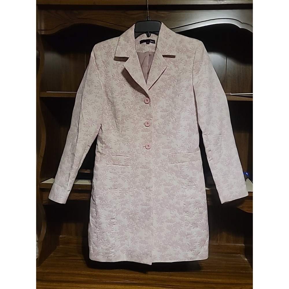 Vintage Dalia Blazer Jacket Women's Sz 6 Pink White Floral Jacquard Tapestry